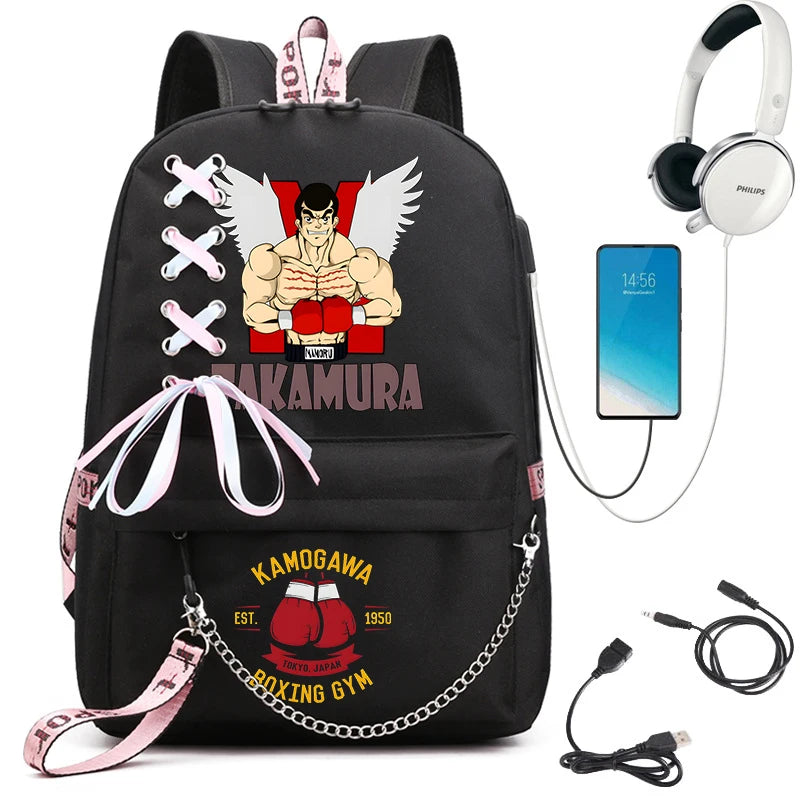 Hajime No Ippo Anime Backpacks Schoolbags Unisex Laptop Bags
