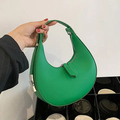Green PU Leather Crossbody Bag with Short Handle for Women