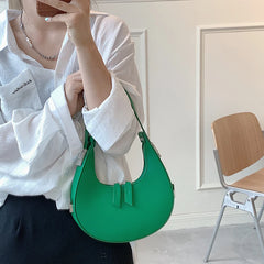 Green PU Leather Crossbody Bag with Short Handle for Women