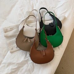 Green PU Leather Crossbody Bag with Short Handle for Women