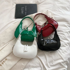 Half-Moon Leather Bag with Short Handle for Women