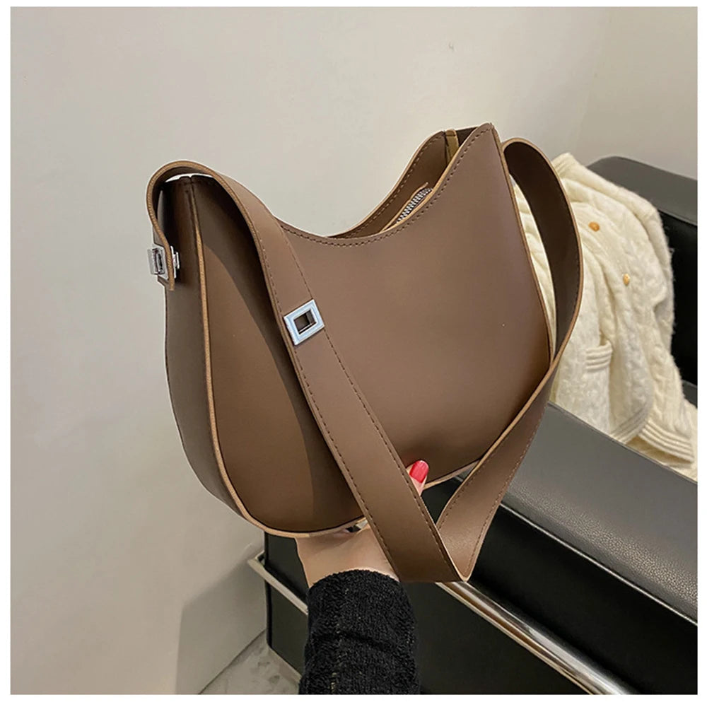 Half-Moon Small Shoulder Bag Women's Spring PU Leather