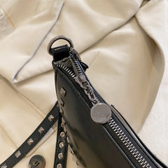 Women's Leather One Shoulder Bag Rivet Handbag Ladies Crossbody Bag