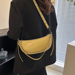 Women's Leather One Shoulder Bag Rivet Handbag Ladies Crossbody Bag