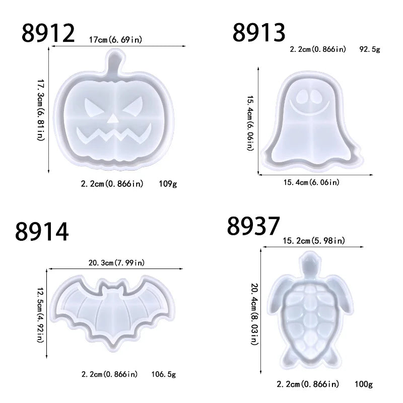 Halloween Decoration Silicone Mold Pumpkin Bat Ghost Crystal Tray