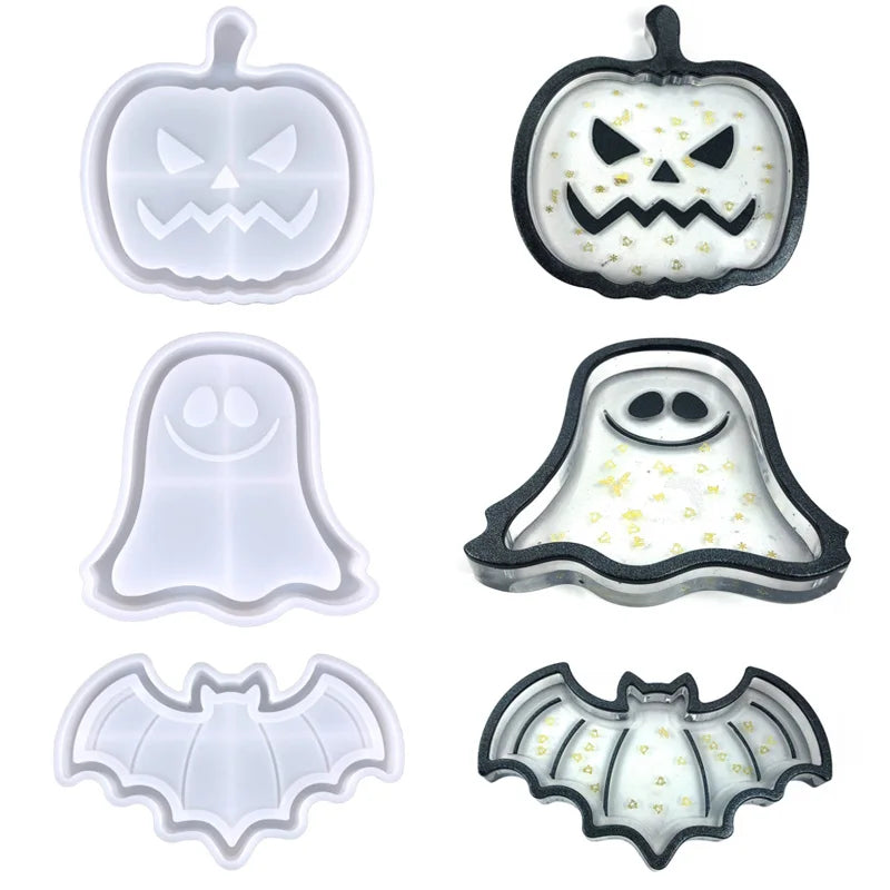 Halloween Decoration Silicone Mold Pumpkin Bat Ghost Crystal Tray