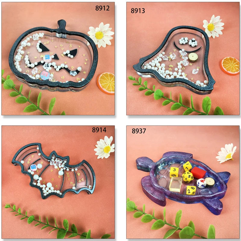 Halloween Decoration Silicone Mold Pumpkin Bat Ghost Crystal Tray