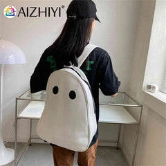 Halloween Ghost College Backpacks PU Leather School Bags