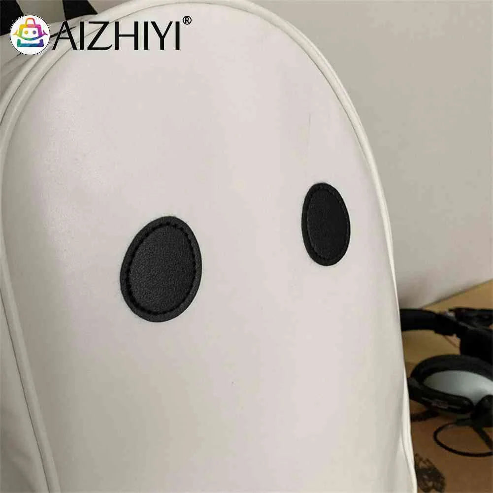 Halloween Ghost College Backpacks PU Leather School Bags