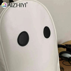 Halloween Ghost College Backpacks PU Leather School Bags