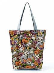 Halloween Ghost Pumpkin Printed Handbag Women Female Tote Bag