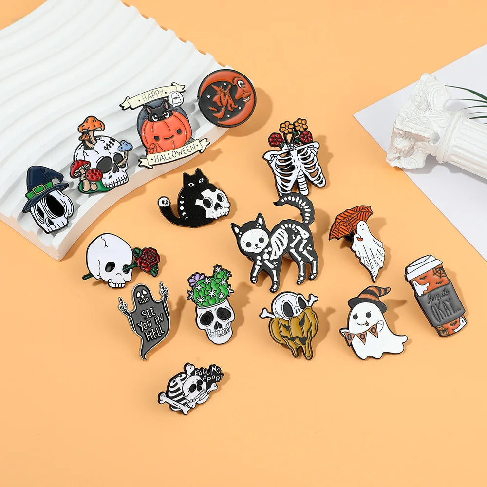 Alloy Halloween Ghosts Skulls Brooches Fun Accessories