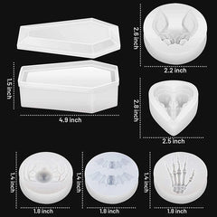 Halloween Silicone Epoxy Resin Molds Skull Hands Coffin Box Spider Jewelry Decor