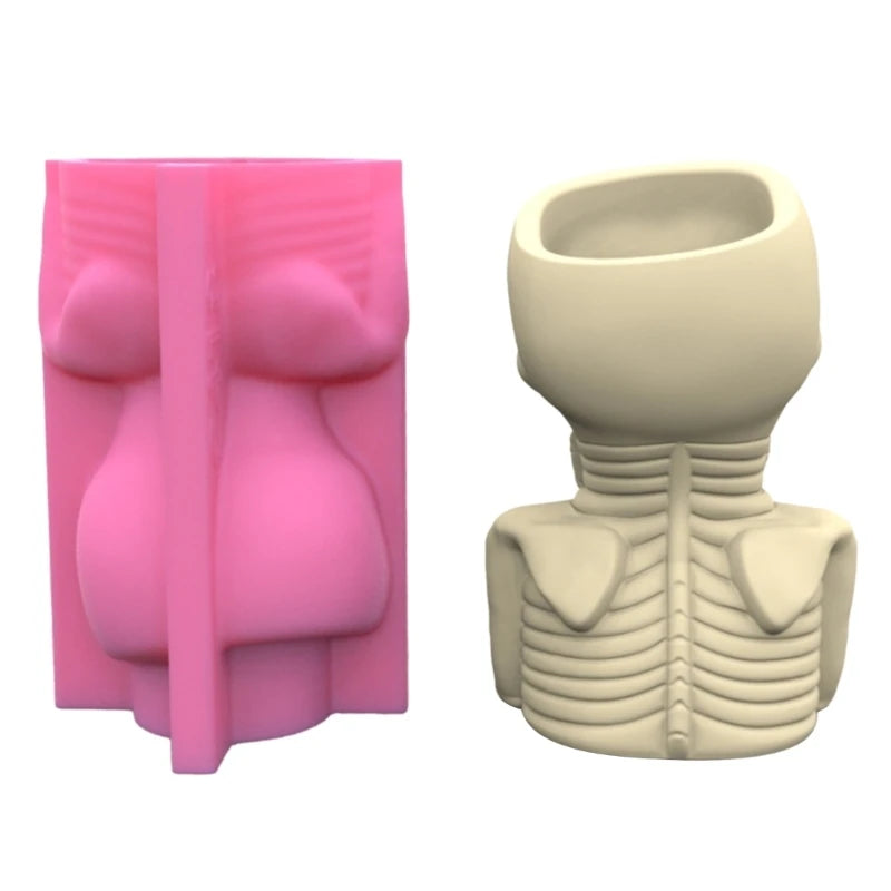 Halloween Skull Gypsum Flower Pot Silicone Mold