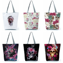Halloween Skull Pattern Women's Handbag Polyester Tote Bag
