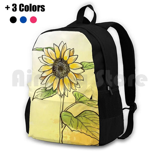 Sunflower Camping Backpack Waterproof Vintage Background Cover