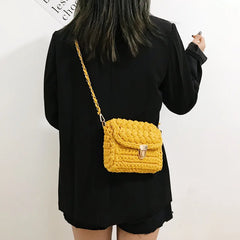 Woven Crossbody Bag Chains Handbag for Women Small Square Purses