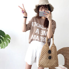 Straw Shoulder Bag Women Rattan Beach Travel