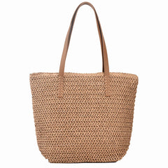 Bohemian Straw Beach Tote Bag Hand-woven Shoulder Handbag