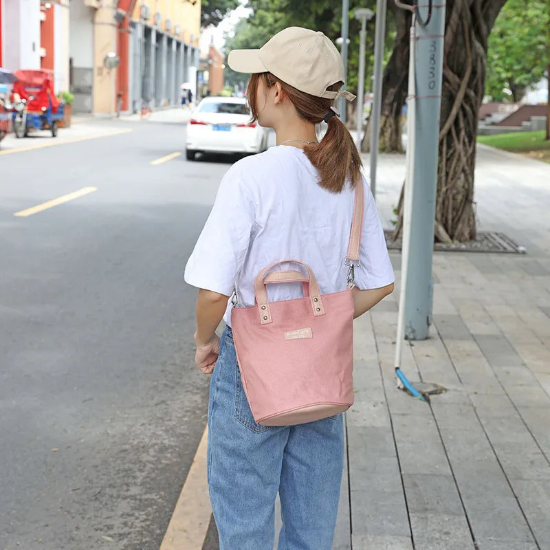 Canvas Bucket Bag Large Capacity Single Shoulder Messenger Bag