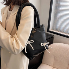 Soft Leather Tote Shoulder Bag for Women with Thick Handle