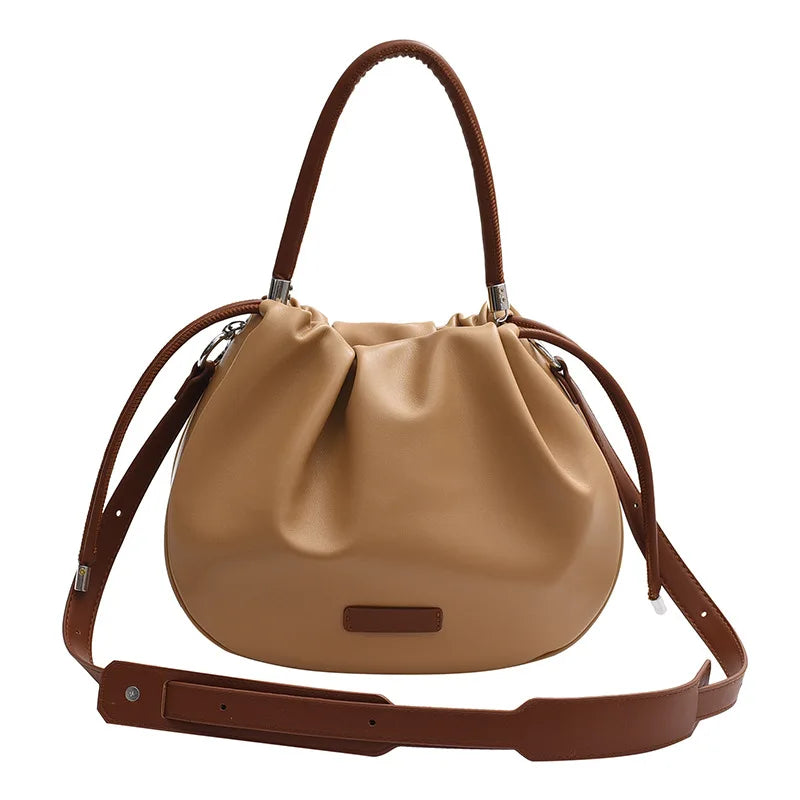 Large Capacity Women's Shoulder Bag Western Style Messenger Bucket Bag
