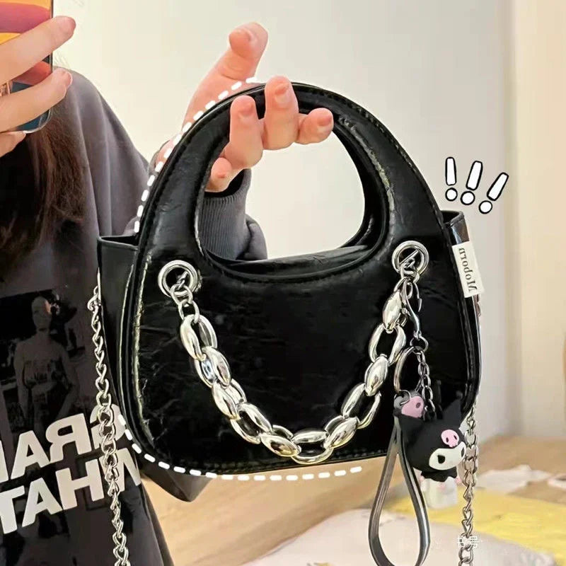 Small Shoulder Sling Bag Women's Chain Niche Y2K Goth Techwear