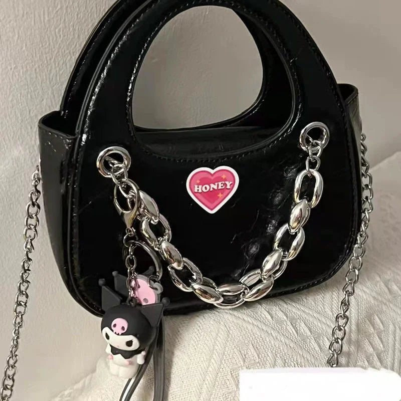 Small Shoulder Sling Bag Women's Chain Niche Y2K Goth Techwear