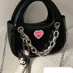 Small Shoulder Sling Bag Women's Chain Niche Y2K Goth Techwear