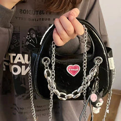Small Shoulder Sling Bag Women's Chain Niche Y2K Goth Techwear