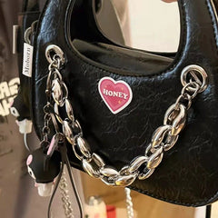 Small Shoulder Sling Bag Women's Chain Niche Y2K Goth Techwear