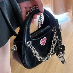 Small Shoulder Sling Bag Women's Chain Niche Y2K Goth Techwear