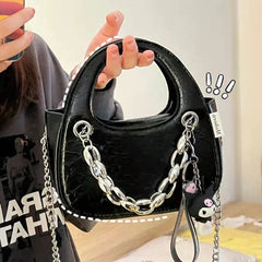 Small Shoulder Sling Bag Women's Chain Niche Y2K Goth Techwear