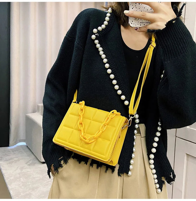 Women Chain Rhombus Shoulder Messenger Bag Small Square Shoulder Bag