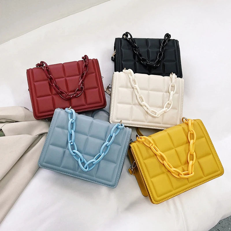 Women Chain Rhombus Shoulder Messenger Bag Small Square Shoulder Bag