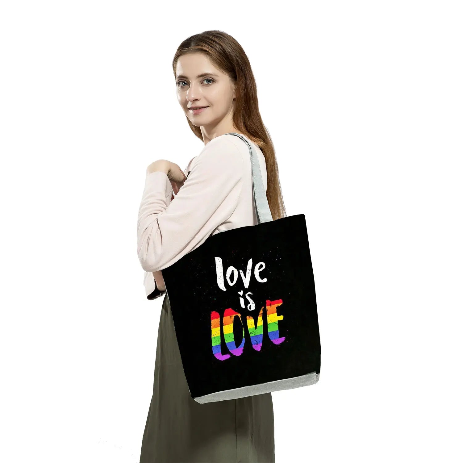 Love is Love Rainbow Graphic Pride Tote Bag