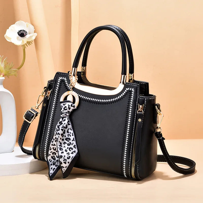 Leather Women's Shoulder Bag Top-Handle Tote Handbag