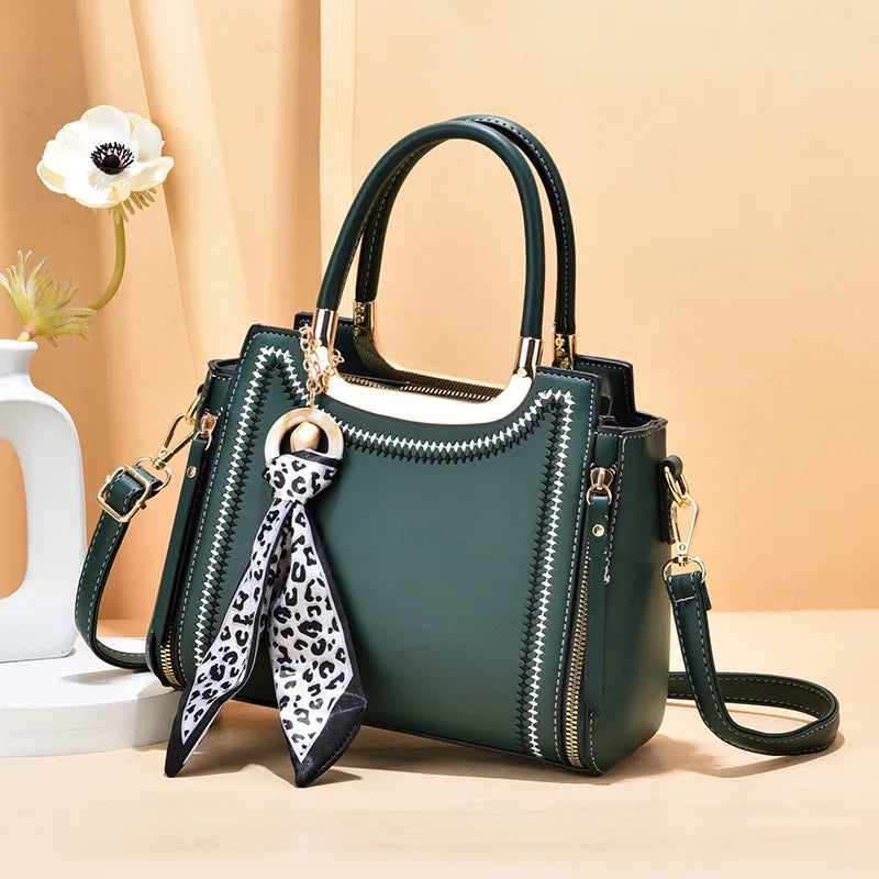 Leather Women's Shoulder Bag Top-Handle Tote Handbag