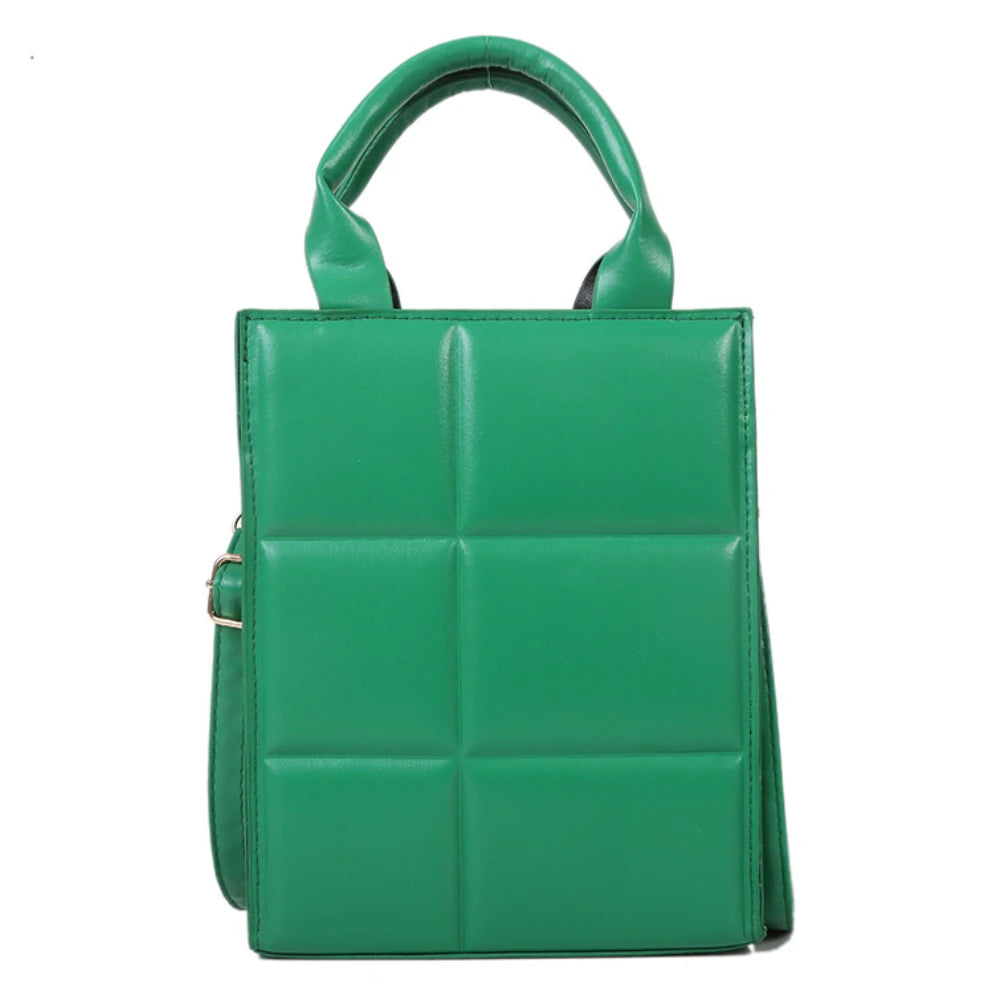 Plaid Shoulder Bags Retro Crossbody Square Bags PU Leather Solid Vertical