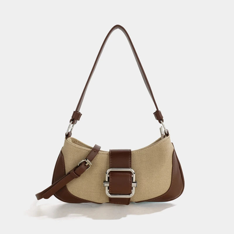 Retro Stitching Shoulder Bag Women's Crossbody Underarm Bag
