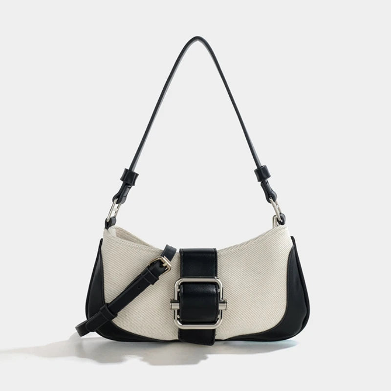 Retro Stitching Shoulder Bag Women's Crossbody Underarm Bag