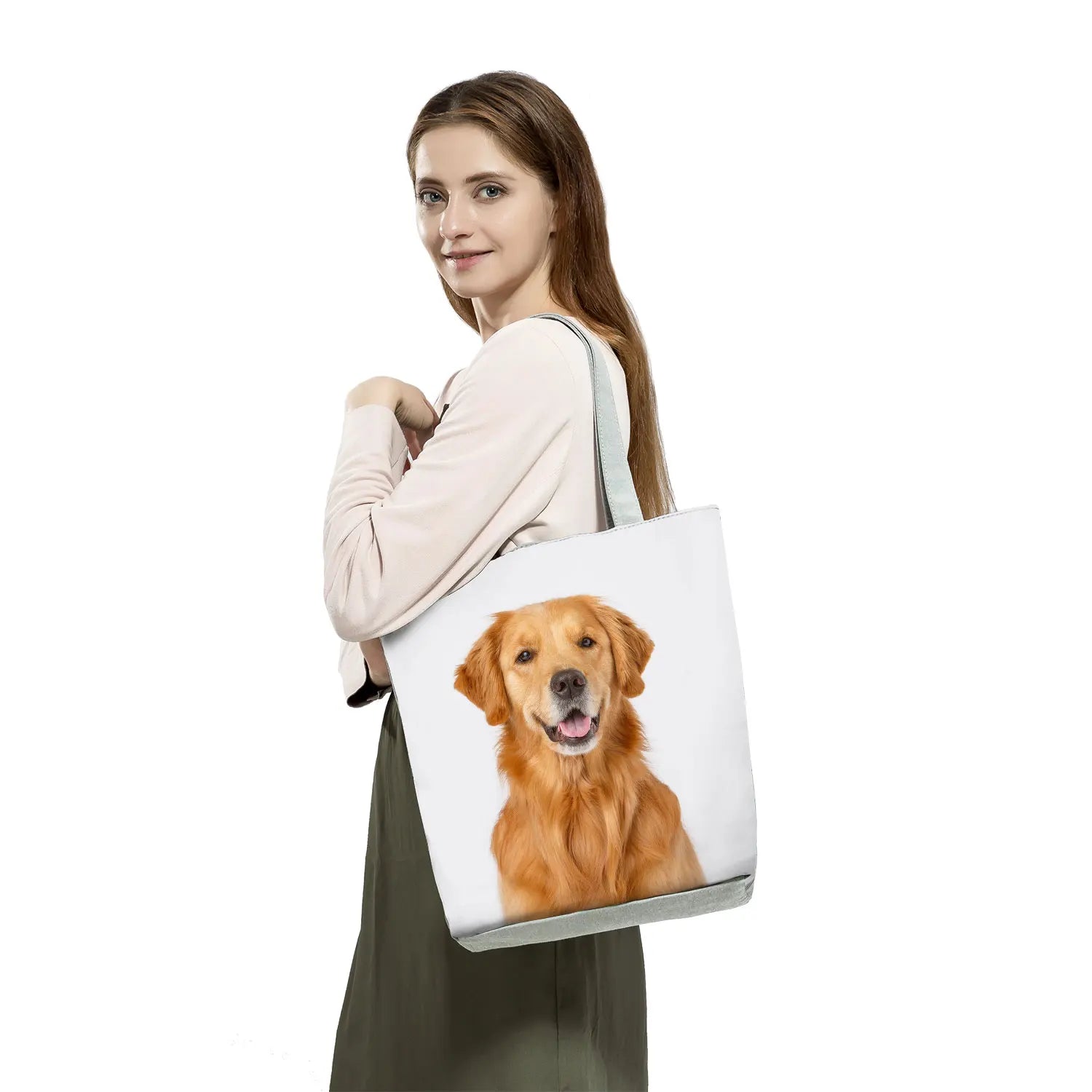 Dog Print Shoulder Bag Reusable Casual Tote Gift