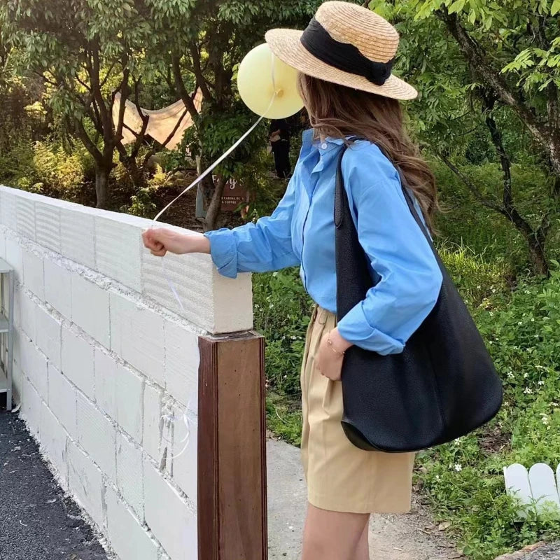 Women's Shoulder Bag Leather Bucket Handbag