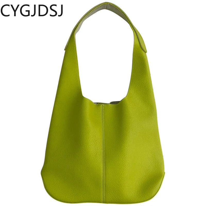 Women's Shoulder Bag Leather Bucket Handbag