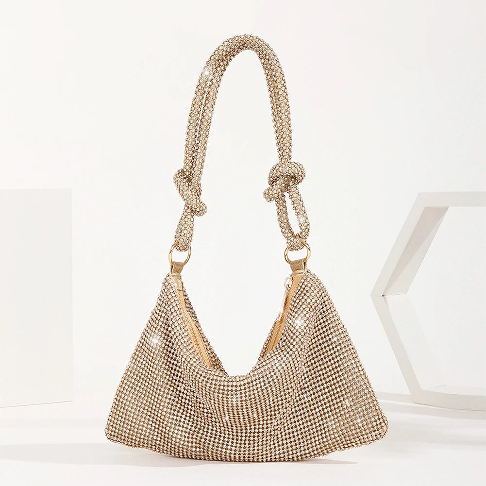Silver Rhinestones Evening Clutch Bag for Weddings