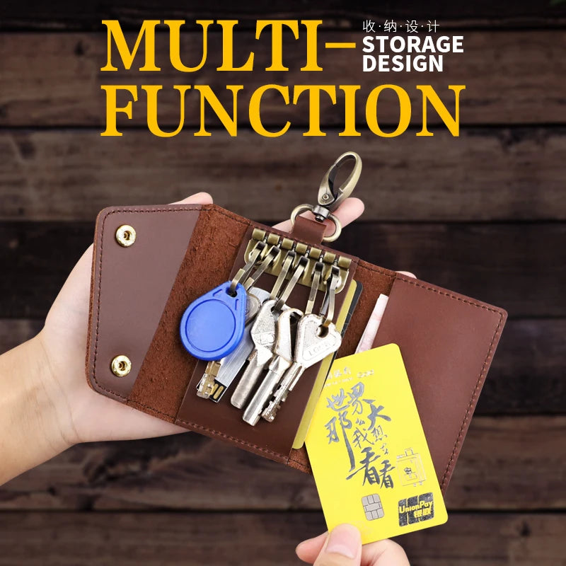 Men's Leather Key Wallet Car Key Holder Soft Bag Keys Case Pouch