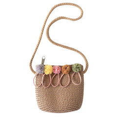Girls Shoulder Bag Flower Straw Bag Messenger Bag Small Handbag