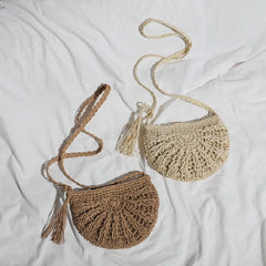 Rattan Woven Straw Crossbody Bag Summer Beach Women Messenger Shoulder Bags