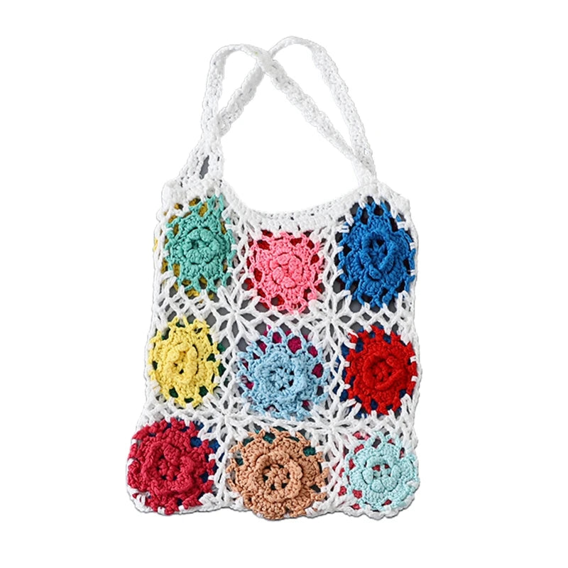 Colorful Crochet Tote Bag for Spring Fall Drop