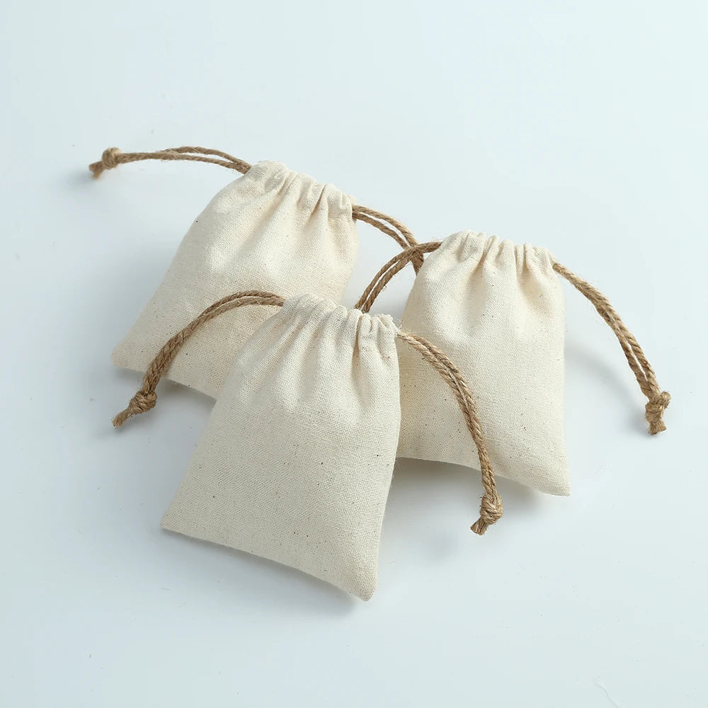 Muslin Cotton Drawstring Gift Bags for Coffee Jewelry Storage